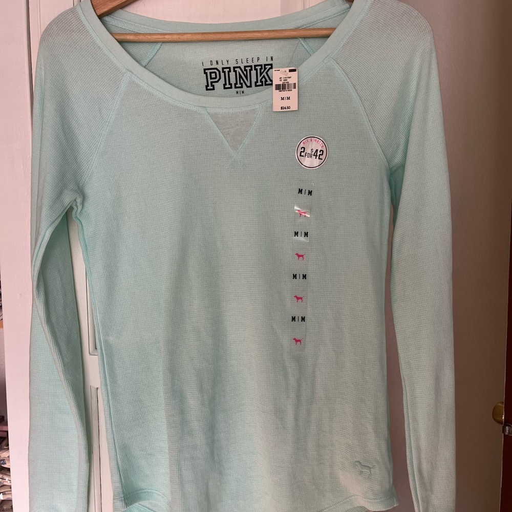 PINK Victoria's Secret Green Long Sleeve Tee